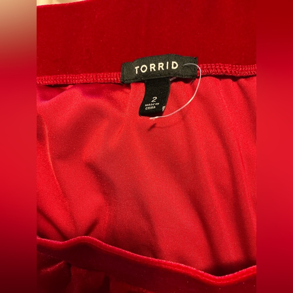 Torrid Tea Length Velvet A Line Skirt Red Plus Size 2 2X 20 22 #G40106 - Picture 5 of 7